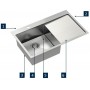 RUSSEL 111 PRAWY Zlewozmywak ze stali szlachetnej - Jednokomorowy z ociekaczem