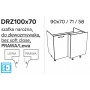 Kam Mono F - DRZ100x70 LEWA Szafka narożna zlewowa 100cm x 70cm