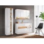 BAHAMA WHITE 854 Szafka łazienkowa z umywalką 120 cm w kolorze Biały połysk / Dąb Wotan