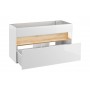 BAHAMA WHITE 854 Szafka łazienkowa z umywalką 120 cm w kolorze Biały połysk / Dąb Wotan