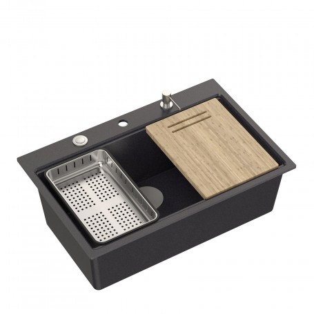 Marc Zlewozmywak granitowy - CZARNY 76cm x 50cm