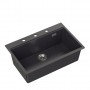 MARC 110 CZARNY Zlewozmywak 1-komorowy granitowy + akcesoria - 76cm x 50cm