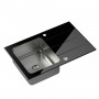 Ford 111 Czarny zlewozmywak ze szklanym blatem | Jednokomorowy - Komora stalowa 780 x 500