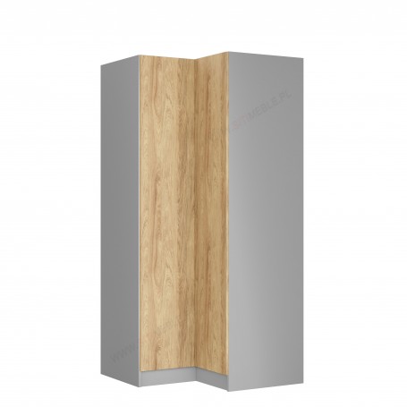 SN1/2137 Szafa narożna - Korpus: Czarny / Front: Hikora Naturalna