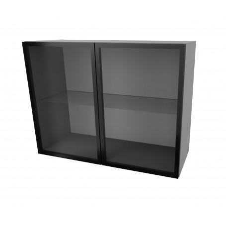Kam Mono P2 WWAR80/61 Szafka wisząca z witryną aluminiową dwudrzwiowa 80cm Czarna Ramka Alu