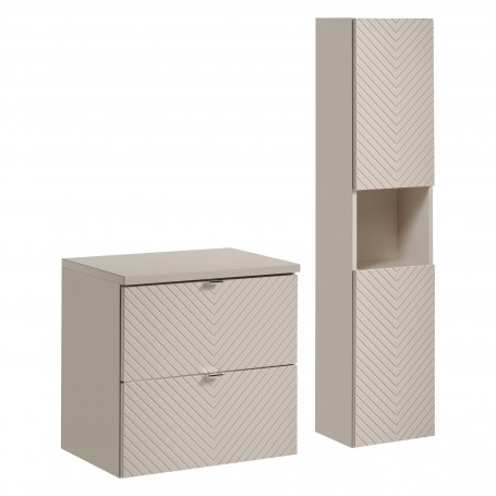 Viva Cashmere Zestaw Łazienkowy 60cm z blatem i Szafką wysoką