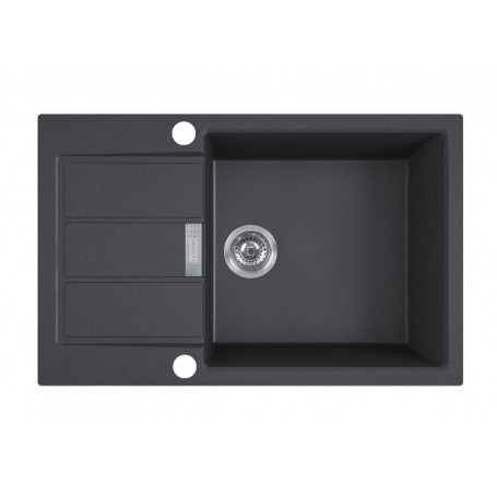 Zlewozmywak T4 Czarny Tectonite 1-komorowy 780x500 z ociekaczem + syfon