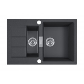 Zlewozmywak T5 Czarny Tectonite 1,5-komorowy 780x500 z ociekaczem + syfon