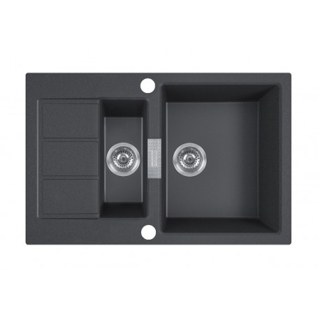 Zlewozmywak T5 Czarny Tectonite 1,5-komorowy 780x500 z ociekaczem + syfon