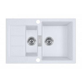 Zlewozmywak T5 Biały Tectonite 1,5-komorowy 780x500 z ociekaczem + syfon