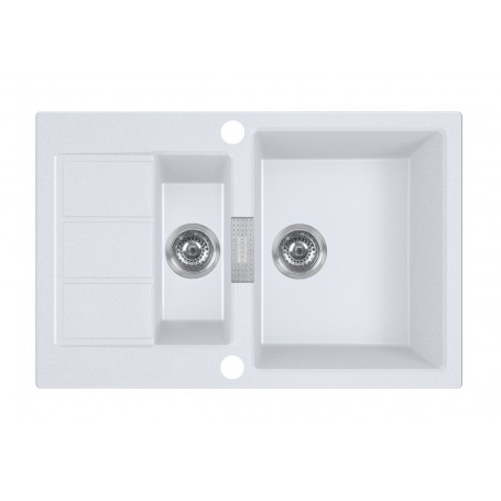 Zlewozmywak T5 Biały Tectonite 1,5-komorowy 780x500 z ociekaczem + syfon