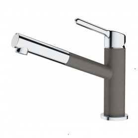 Bateria kuchenna B7 Szara + Chrom – Wyciągana wylewka, ceramiczna głowica