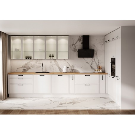 Kam Mono F 8 - Meble kuchenne pod wymiar - Kuchnia modułowa z witrynami | Biały Mat | Dąb Cremona |