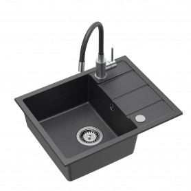 Mike 116 | Zlewozmywak granitowy Czarny 560x440x175