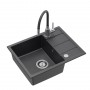 Mike 116 | Zlewozmywak granitowy Czarny 560x440x175