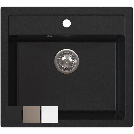 Zlewozmywak granitowy DITTO 60 + syfon SAVE SPACE | Czarny,