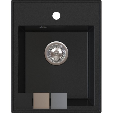 Pino 40|Zlewozmywak granitowy Czarny 400x500x185|Syfon manualny|