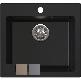 Zlewozmywak granitowy DITTO 50 + syfon SAVE SPACE | Czarny