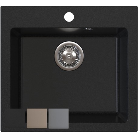 Zlewozmywak granitowy DITTO 50 + syfon SAVE SPACE | Czarny