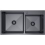 LINAR 260 PVD GRAFIT Zlewozmywak dwukomorowy ze stali szlachetnej 780x450