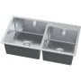 LINAR 260 Zlewozmywak dwukomorowy ze stali szlachetnej 780x450