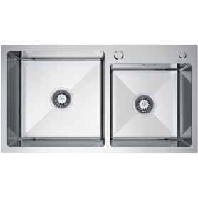 LINAR 260 Zlewozmywak dwukomorowy ze stali szlachetnej 780x450