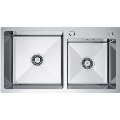 LINAR 260 Zlewozmywak dwukomorowy ze stali szlachetnej 780x450