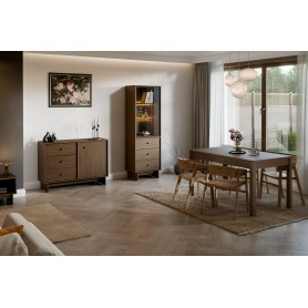 SET-YOV 137CM HC – Zestaw salonowy z komodą, witryną i stołem