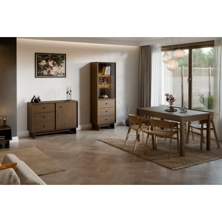 SET-YOV 137CM HC – Zestaw salonowy z komodą, witryną i stołem