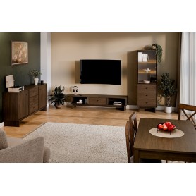 SET-YOV 176CM TAB – Zestaw salonowy z komodą, witryną, szafką rtv i stołem