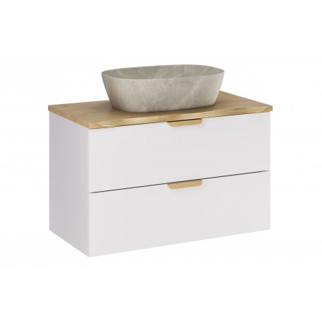 Aster White SET-ASW B NAT CREMONA 80CM UN ANNA – Zestaw meblowy 80cm z blatem i umywalką nablatową Anna