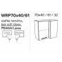 Kam Mono KC 2 WRP70x40/61 Szafka kuchenna wisząca narożna 70cm x 40cm 70 cm