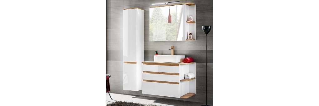 Meble łazienkowe PLATINUM marki COMAD - zestaw w kolorze biały połysk