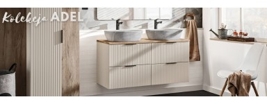 MeblMeble łazienkowe Adel Cashmere – elegancja i funkcjonalność | Sklepe łazienkowe ADEL w kolorze kaszmir mat.